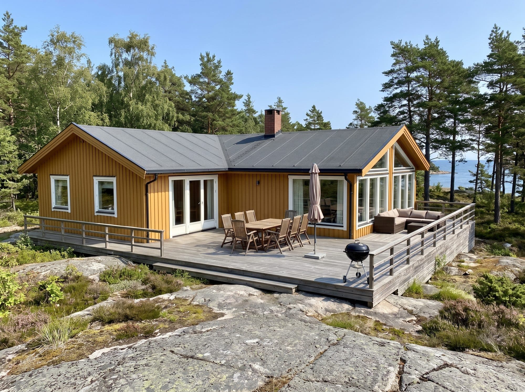 Hytte, grått vær